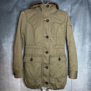Abercrombie & Fitch Vintage XS Military Parka‎ faux fur Lined Coat